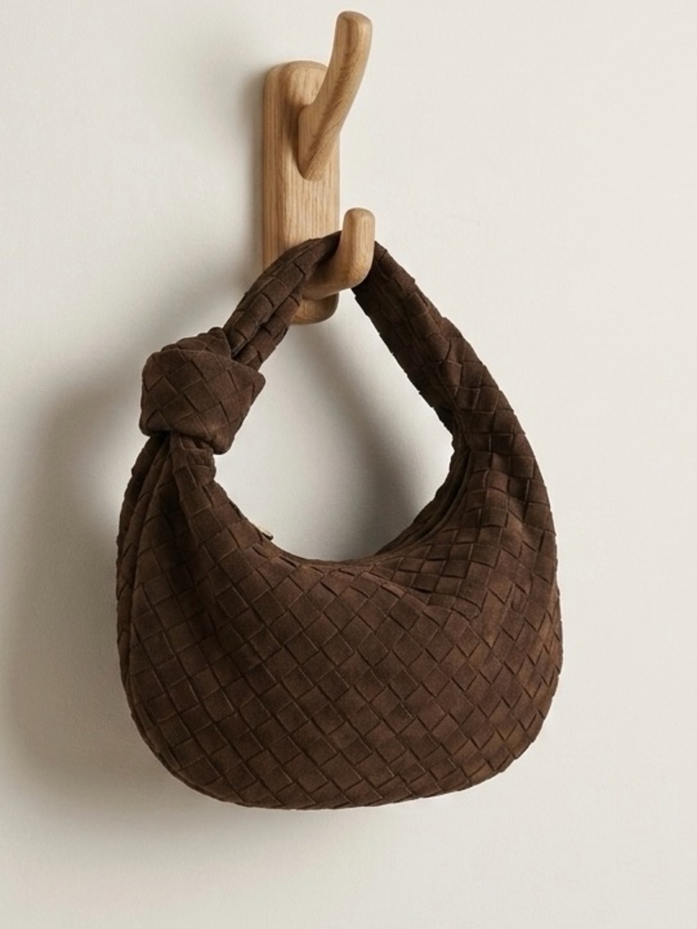 Chocolate Brown Suede Intrecciato Jodie Hobo Bag